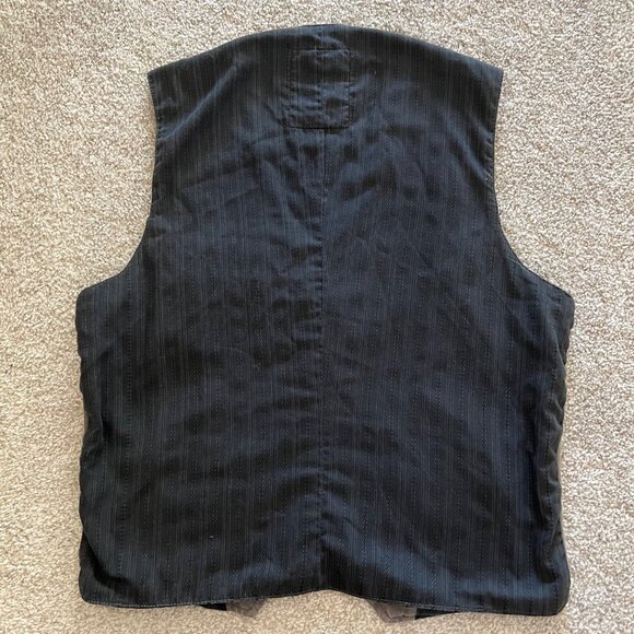 Vintage Gray Whimsygoth Button Up Utility Vest with Striped Black Back Medium - Picture 7 of 9